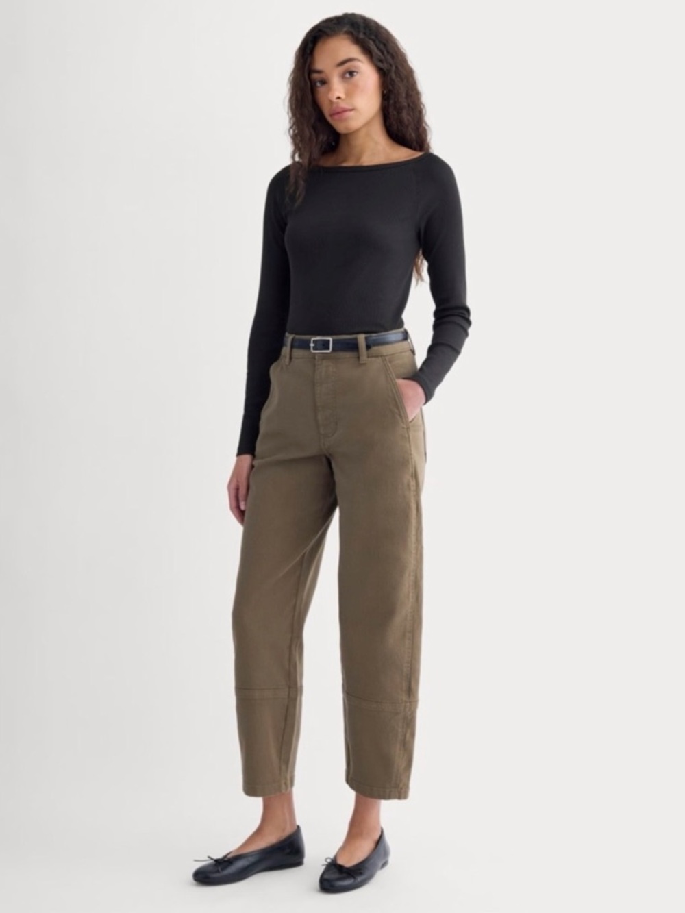 Everlane Utility Barrel Pants Olive Green 6 High Rise Cropped Organic Cotton - Picture 3 of 7
